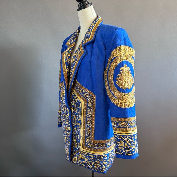 Vintage Adam Douglas Adrianna Papell Silk Quilted Baroque Blazer Jacket - Picture 10 of 14